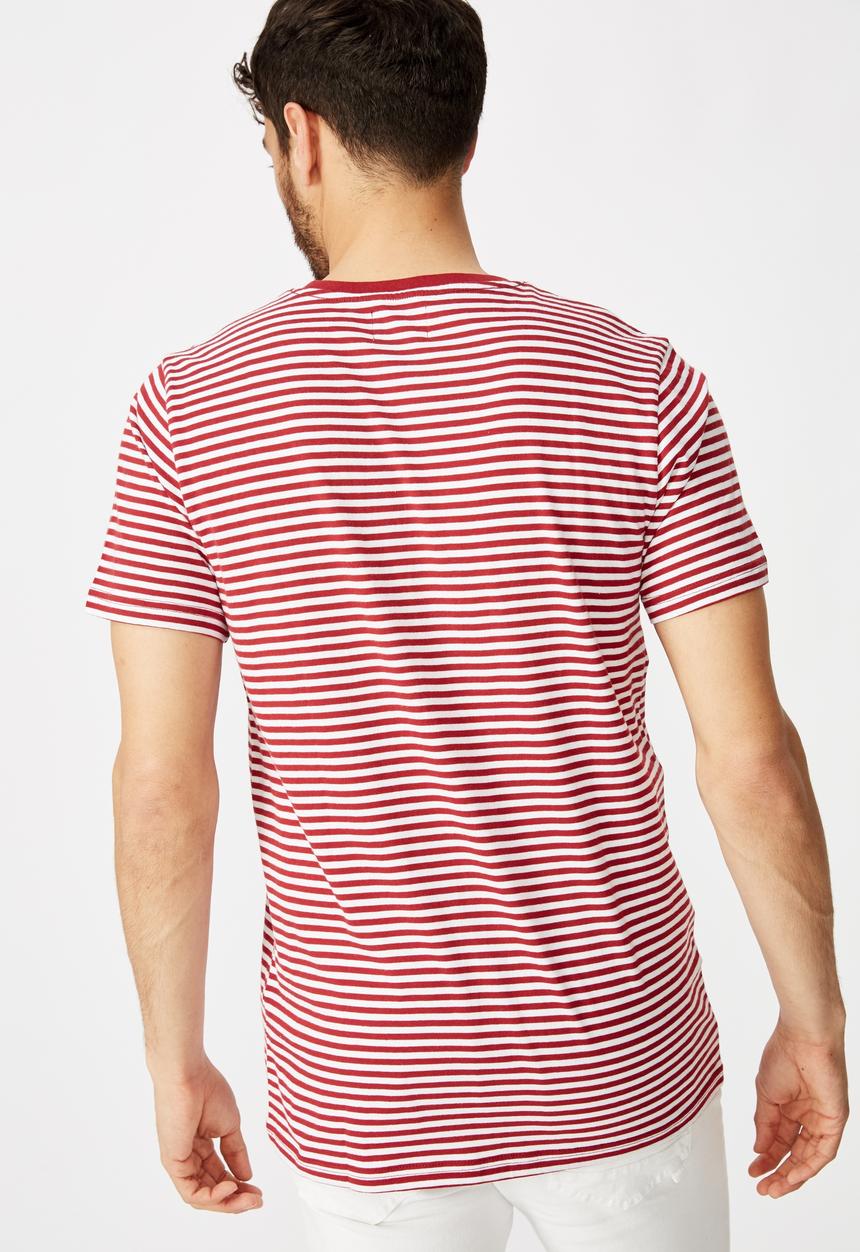 Cotton On - Stripe Tbar crew tee - white & red 