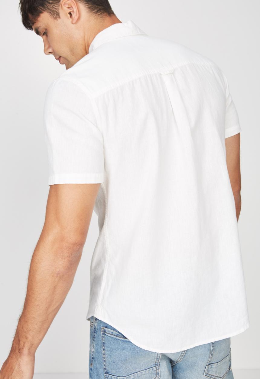 Cotton On - Linen cotton short sleeve shirt - white