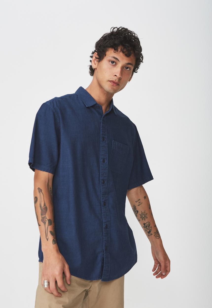 Cotton On - Vintage prep short sleeve shirt - navy