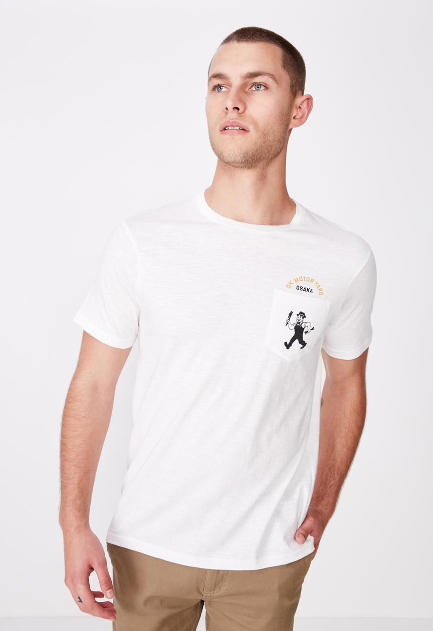 Cotton On - Ok motor yard Tbar moto T-shirt - white
