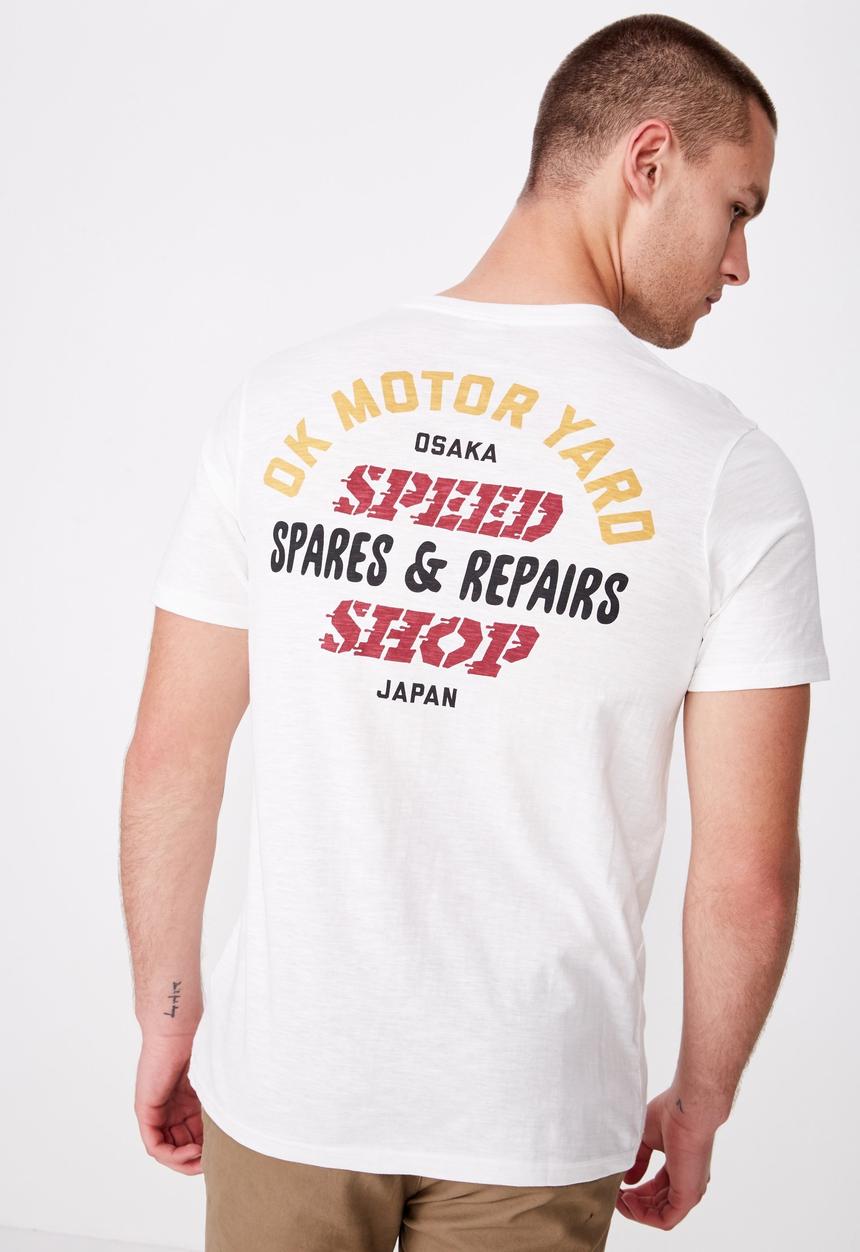 Cotton On - Ok motor yard Tbar moto T-shirt - white