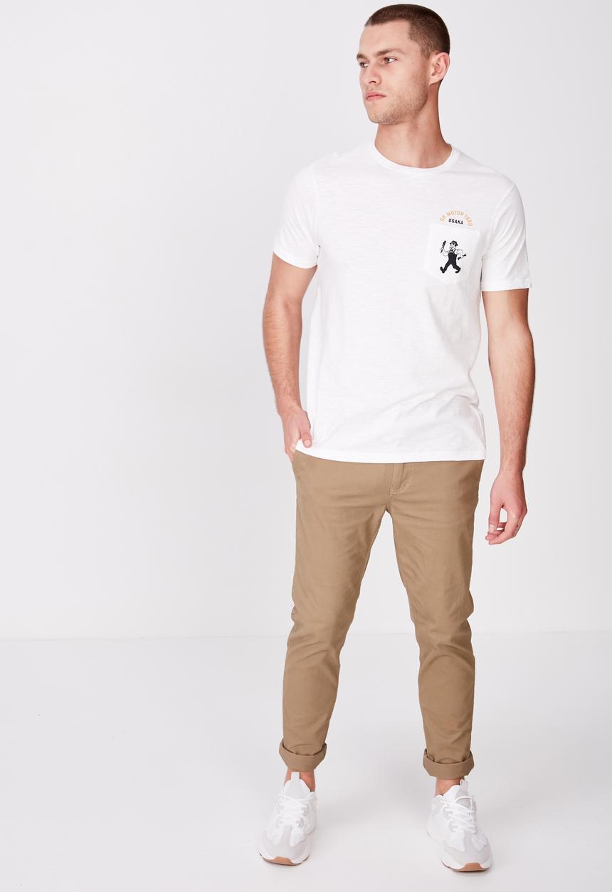 Cotton On - Ok motor yard Tbar moto T-shirt - white