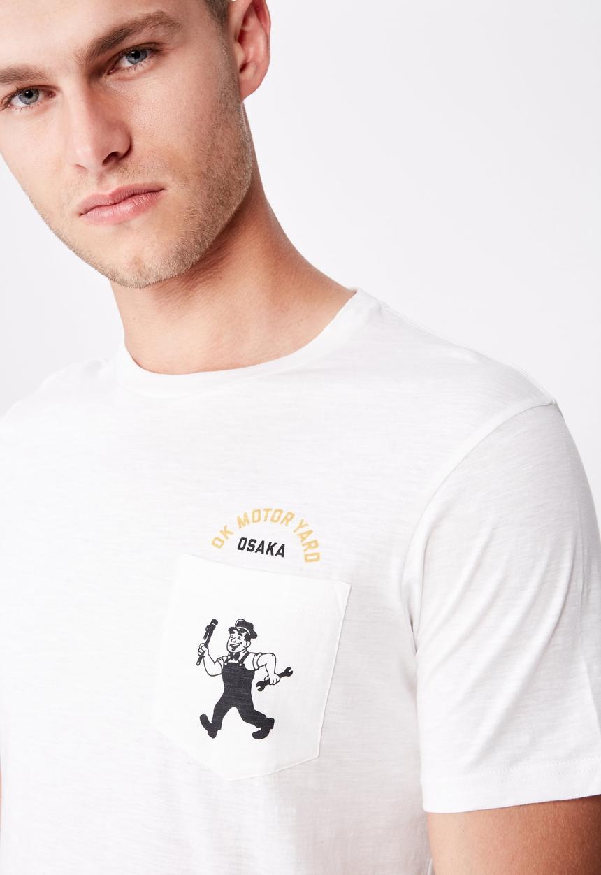 Cotton On - Ok motor yard Tbar moto T-shirt - white