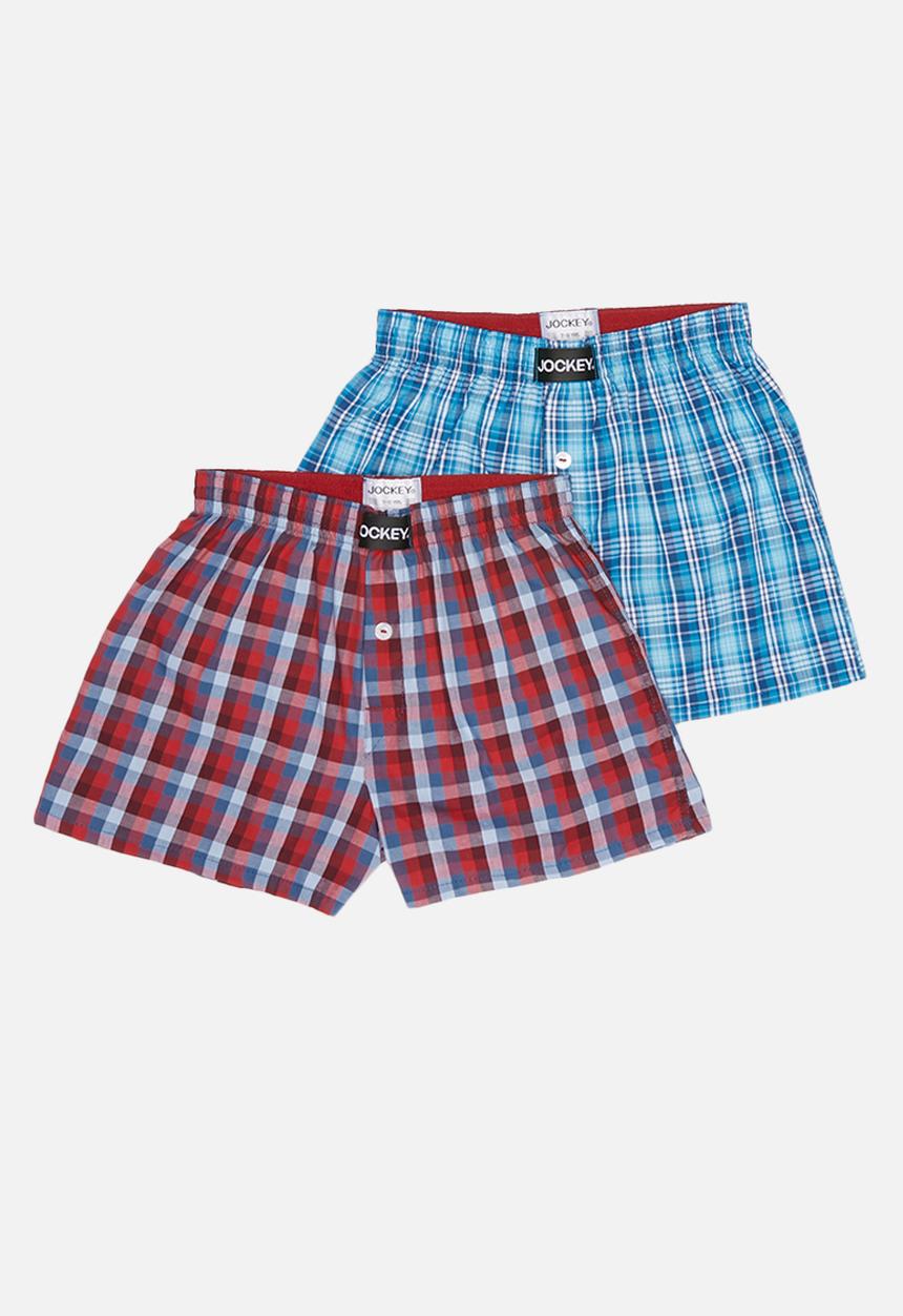 Jockey - 2 Pack boys woven boxer - blue & red