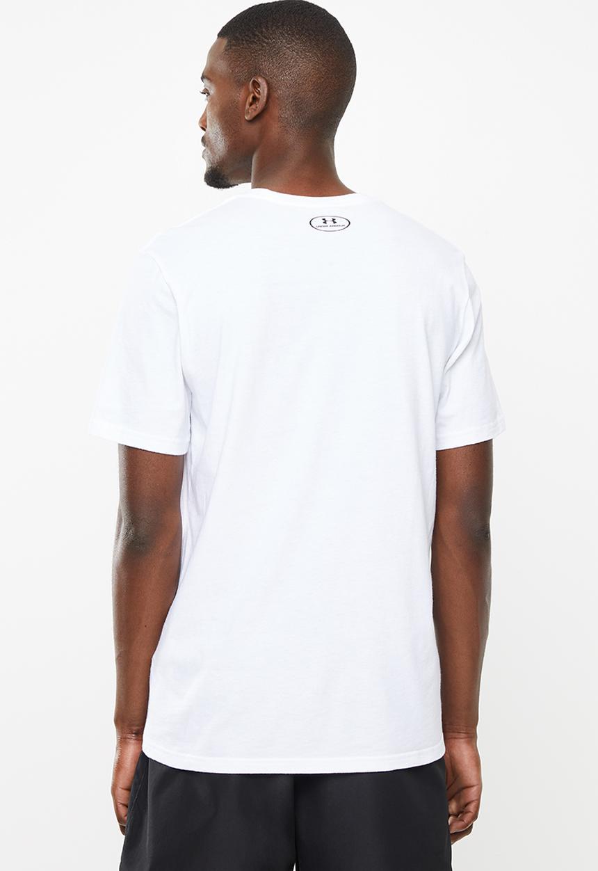 Under Armour - Wordmark shoulder short sleeve tee - white & black 