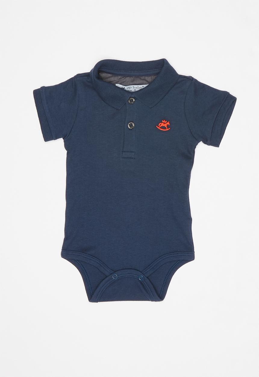 UP Baby - Soft jersey polo bodysuit - navy