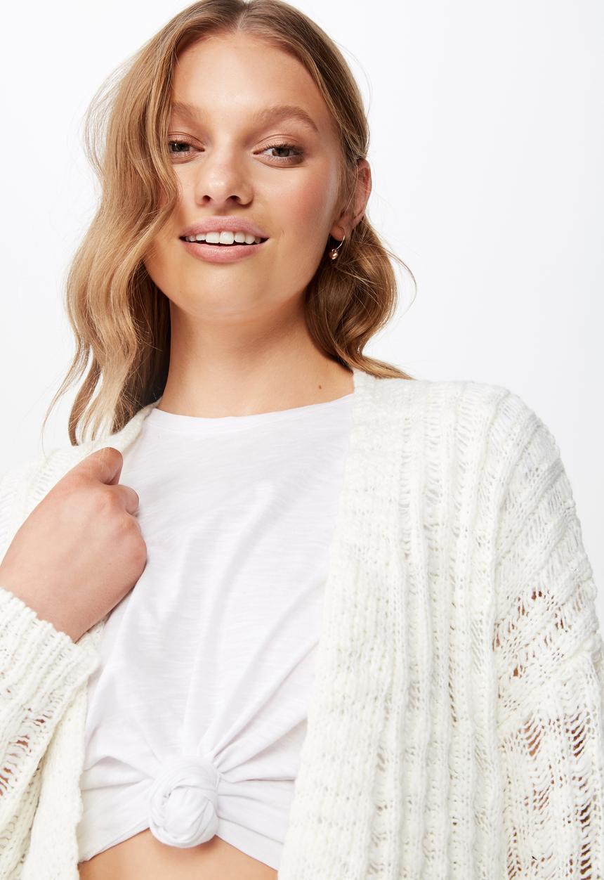 Cotton On - Open ladder knit cardi  - white