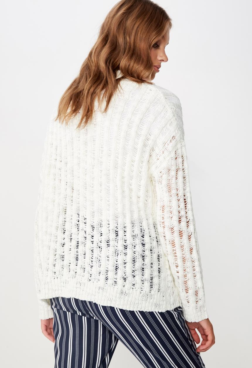Cotton On - Open ladder knit cardi  - white
