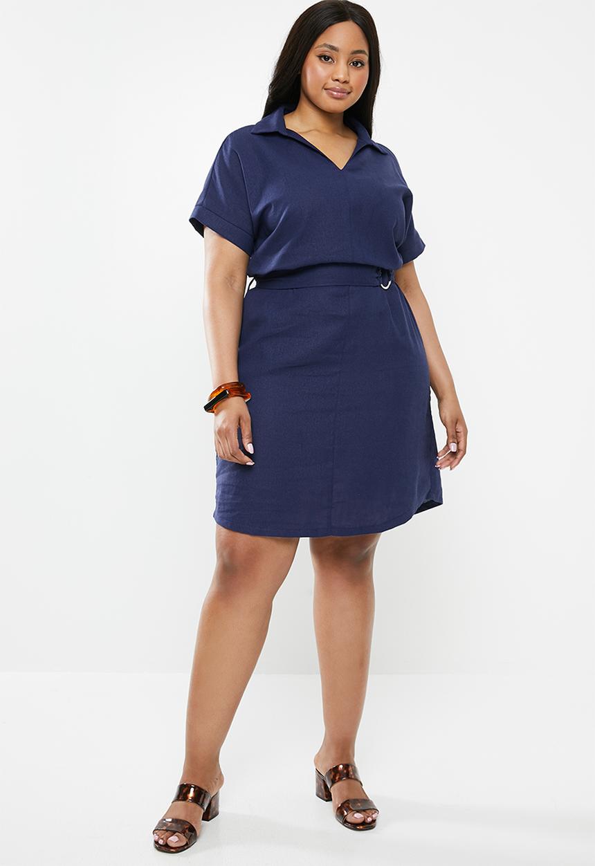 edit Plus - Belted shirt dress - navy