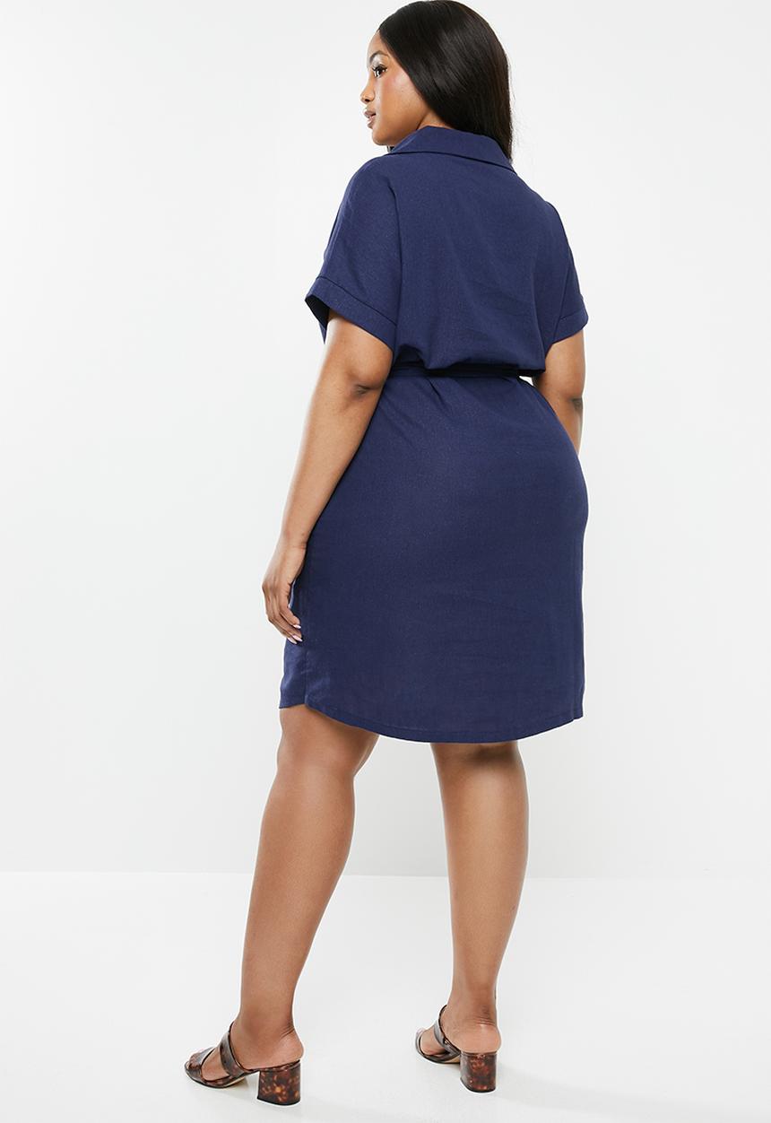 edit Plus - Belted shirt dress - navy