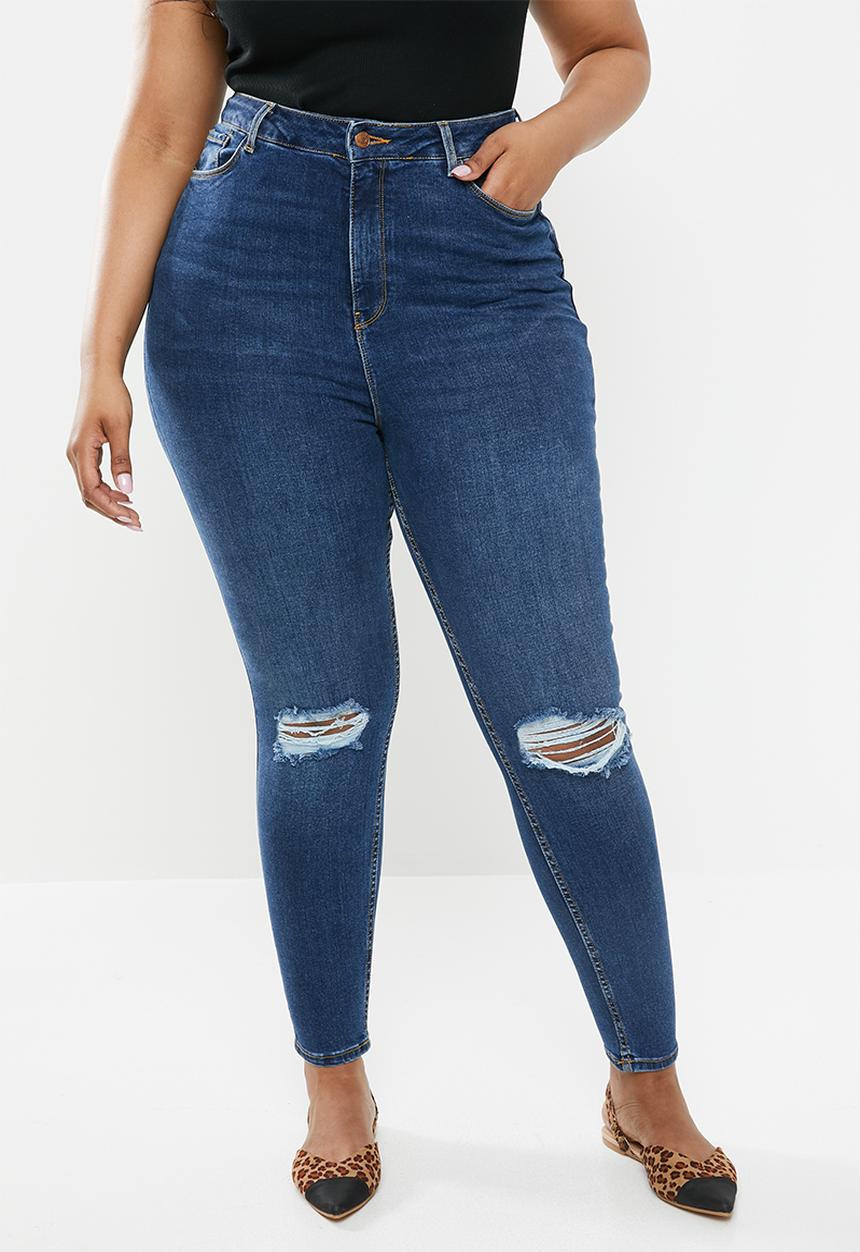 New Look - X lift shape ripped skinny jeans - blue