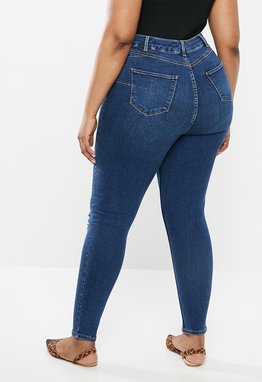 New Look - X lift shape ripped skinny jeans - blue