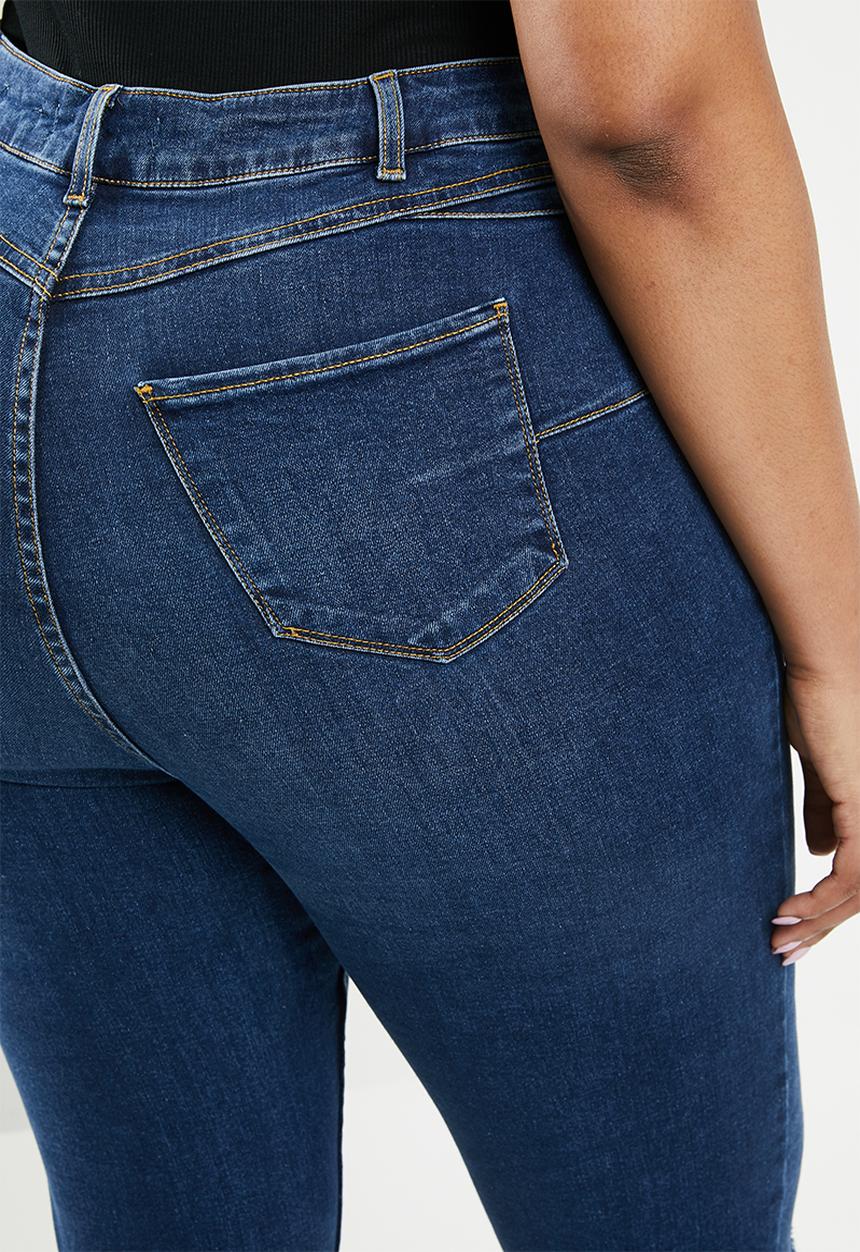 New Look - X lift shape ripped skinny jeans - blue