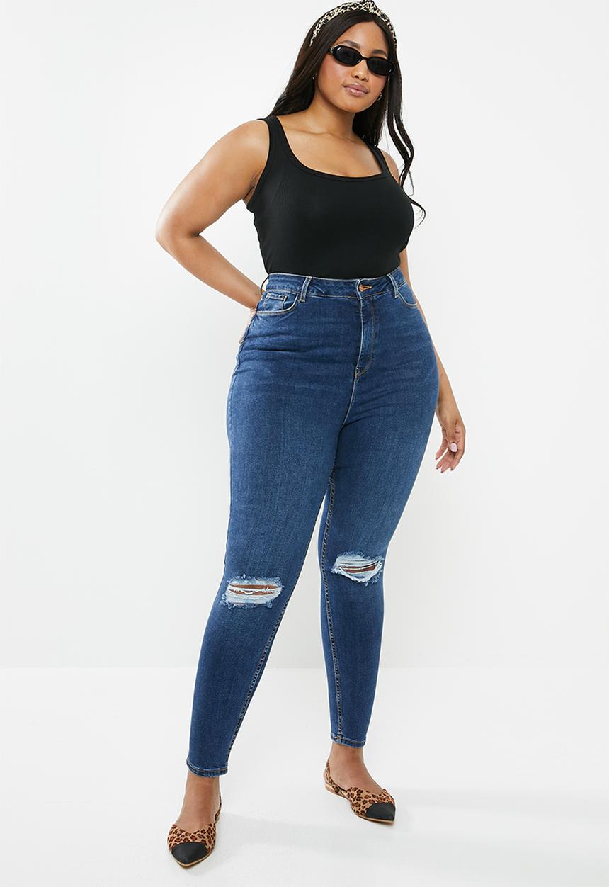New Look - X lift shape ripped skinny jeans - blue