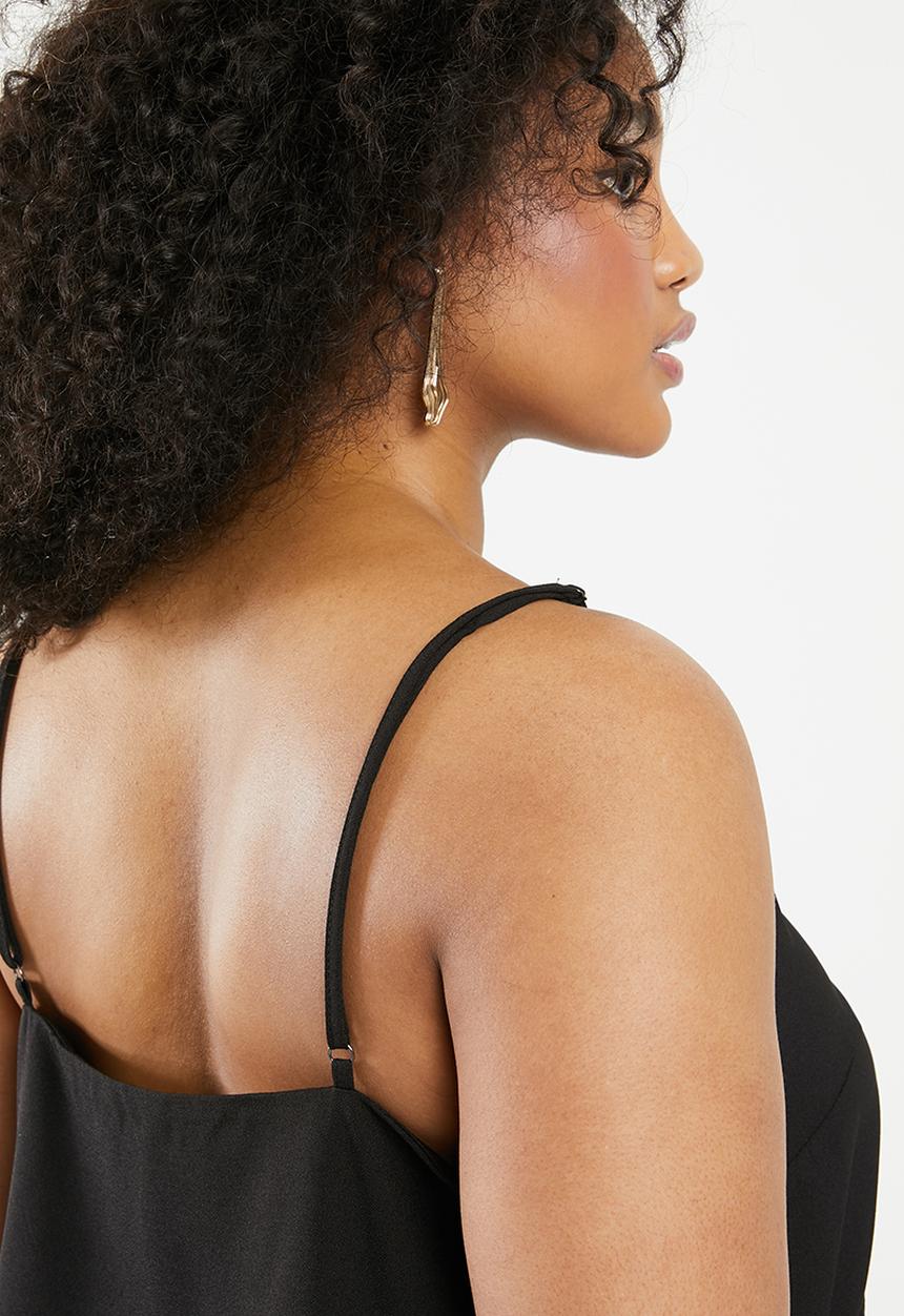 Missguided - Plus size lace insert cami dress - black