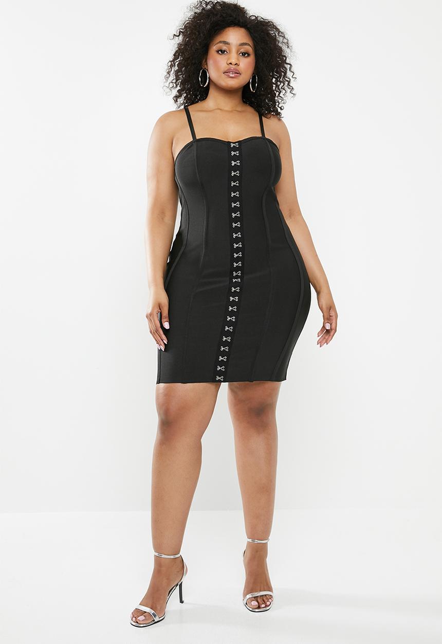Missguided - Plus bandage hook eye mini dress - black