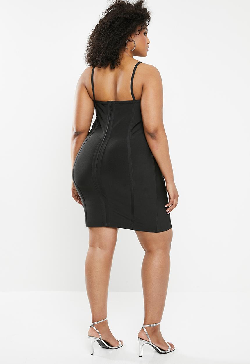 Missguided - Plus bandage hook eye mini dress - black