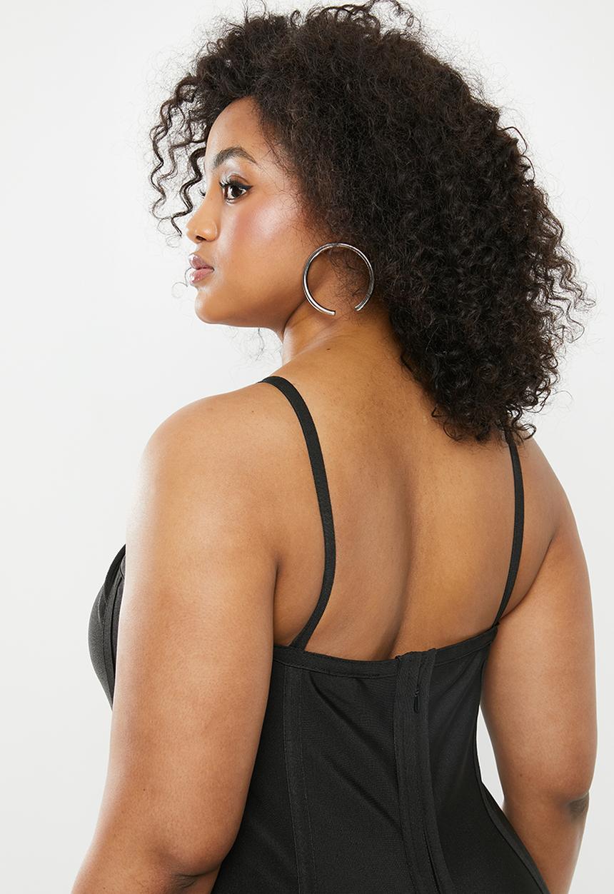 Missguided - Plus bandage hook eye mini dress - black