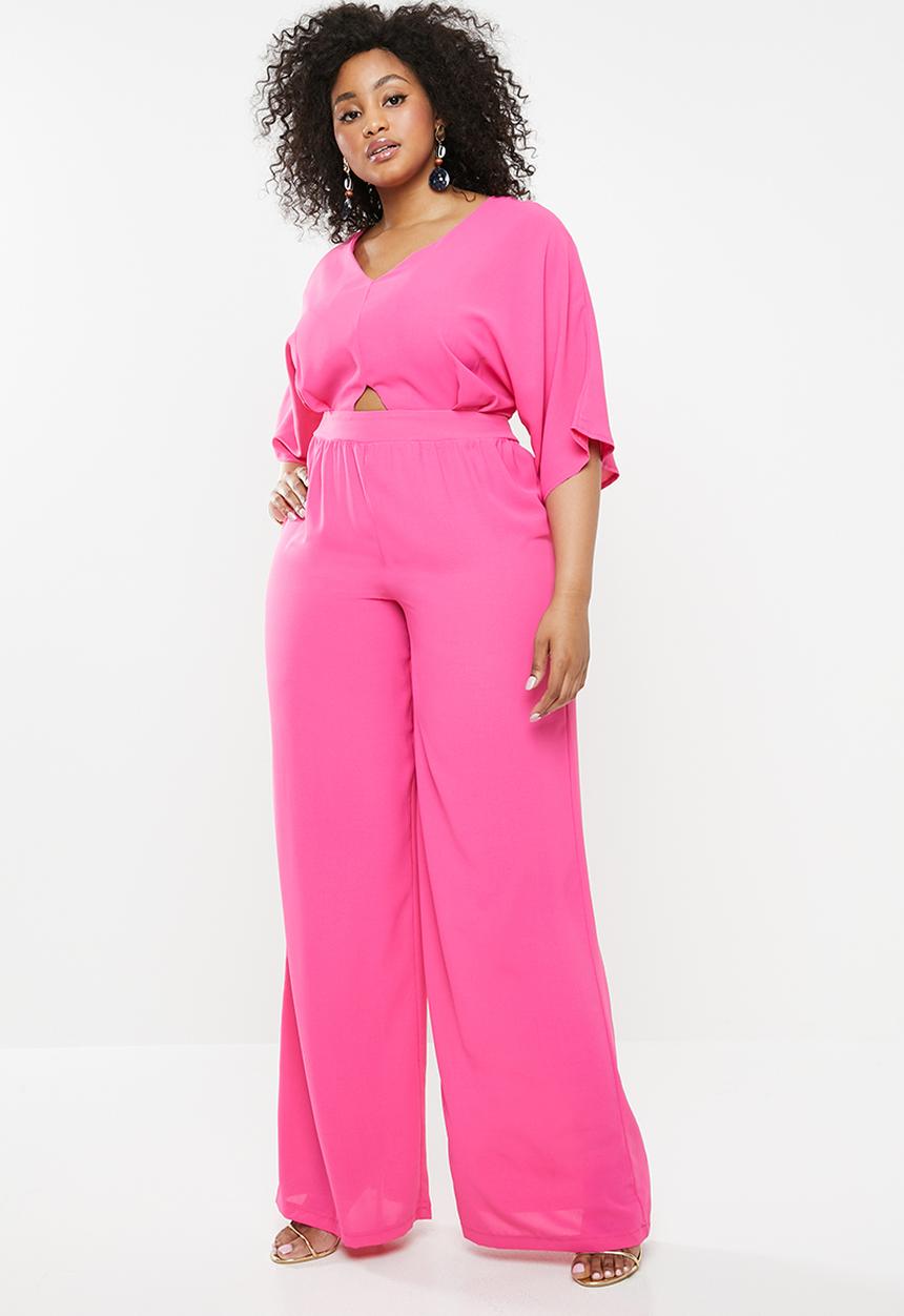 Missguided - Curve cut out wide leg jumpsuit - pink