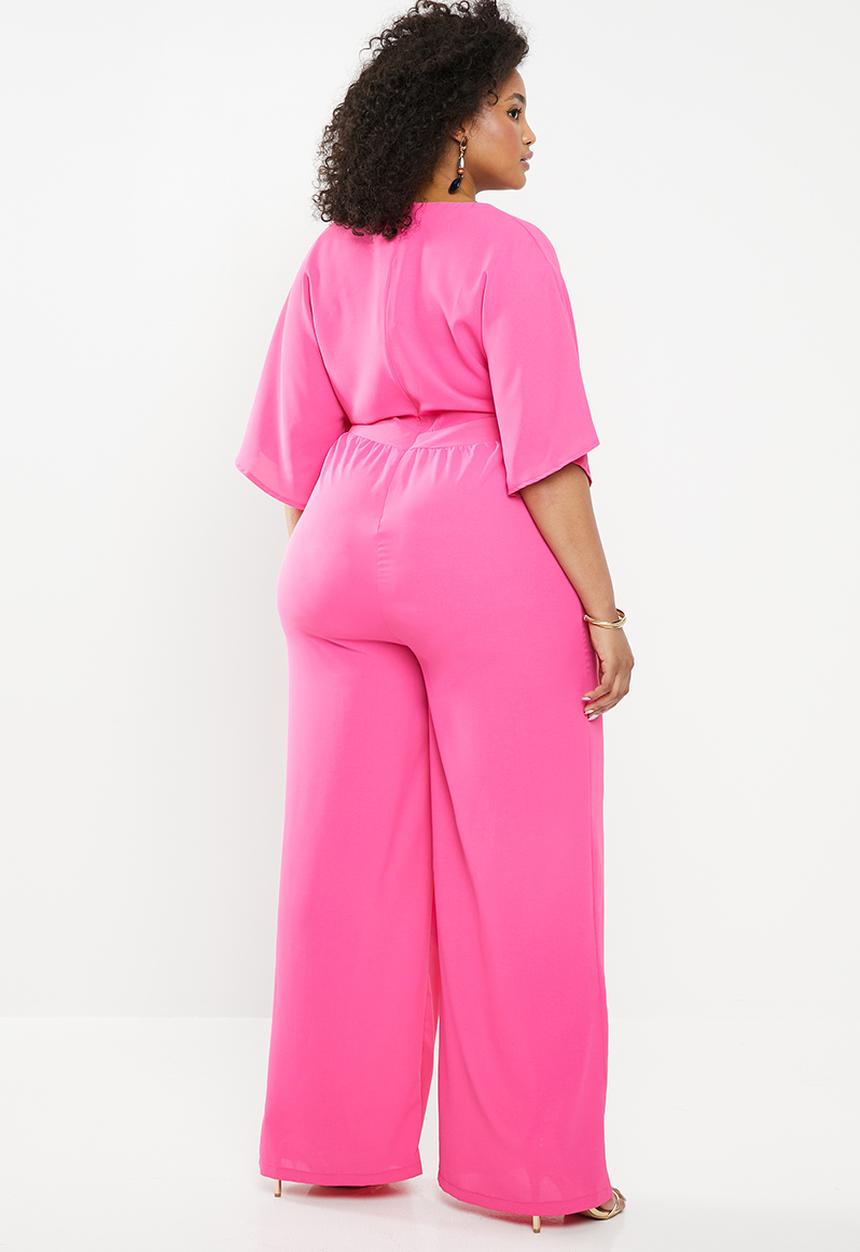 Missguided - Curve cut out wide leg jumpsuit - pink