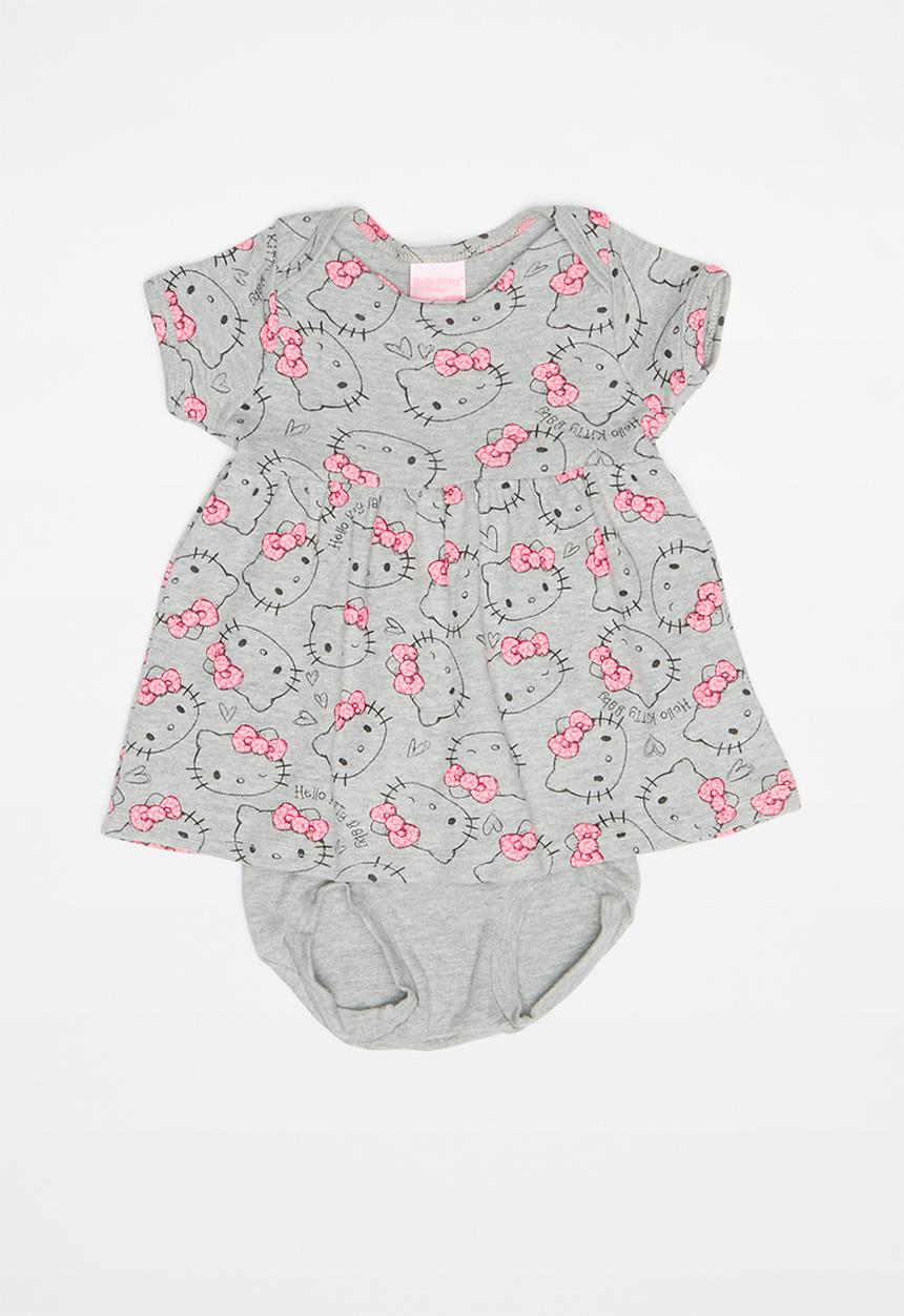 Hello Kitty - Soft jersey cotton blouse and diaper cover set - grey & pink