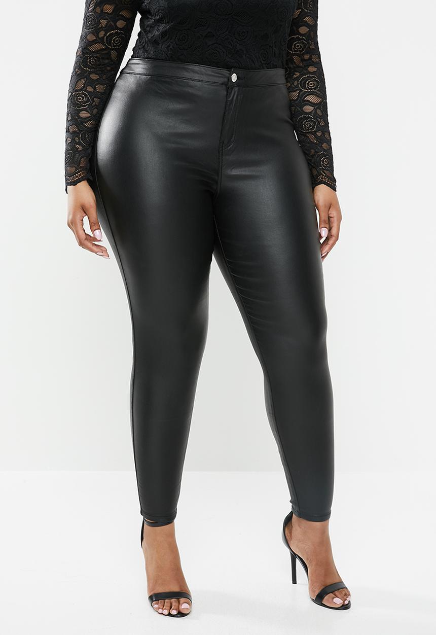 Missguided - Curve vice coated high waisted skinny - black