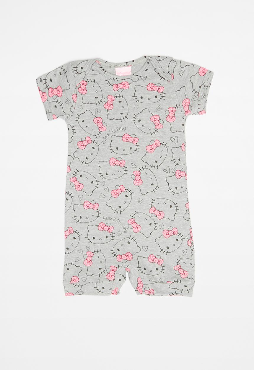 Hello Kitty - Soft jersey cotton romper - grey & pink