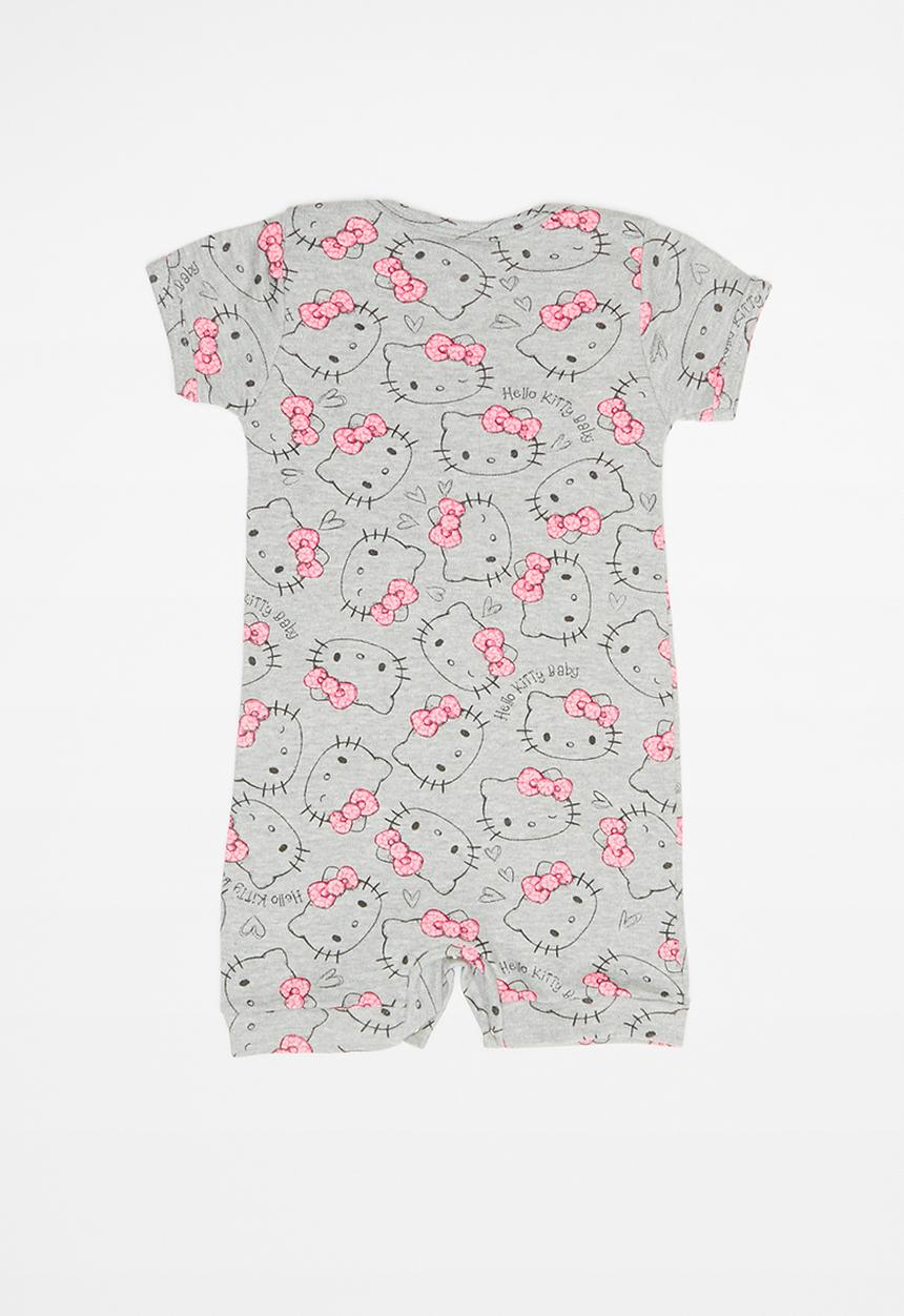 Hello Kitty - Soft jersey cotton romper - grey & pink