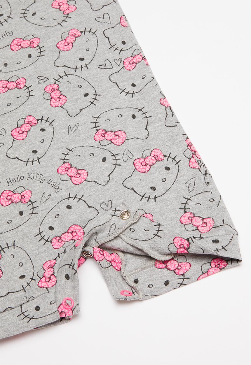 Hello Kitty - Soft jersey cotton romper - grey & pink