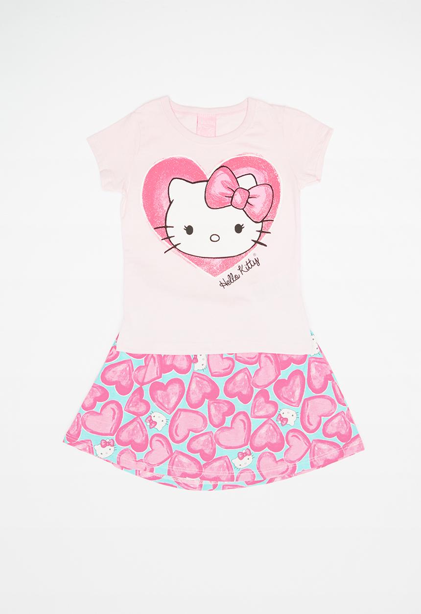Hello Kitty - Single jersey top and single jersey skirt-shorts - multi 