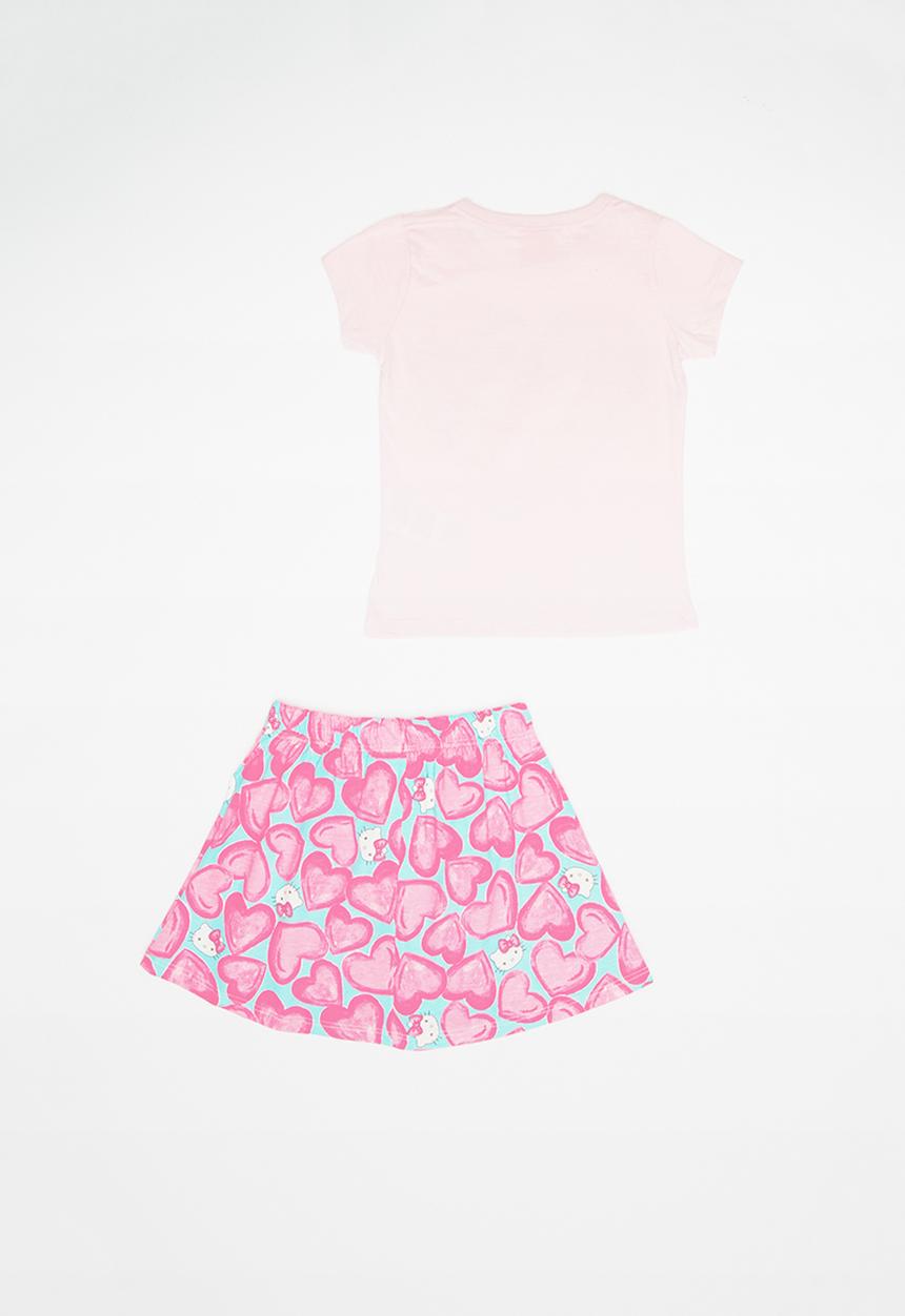Hello Kitty - Single jersey top and single jersey skirt-shorts - multi 