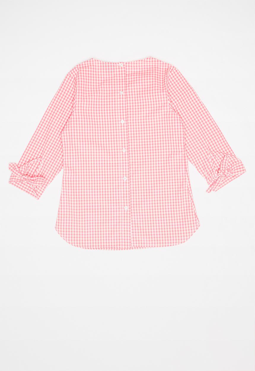 POLO - Claire checked blouse - pink & white 