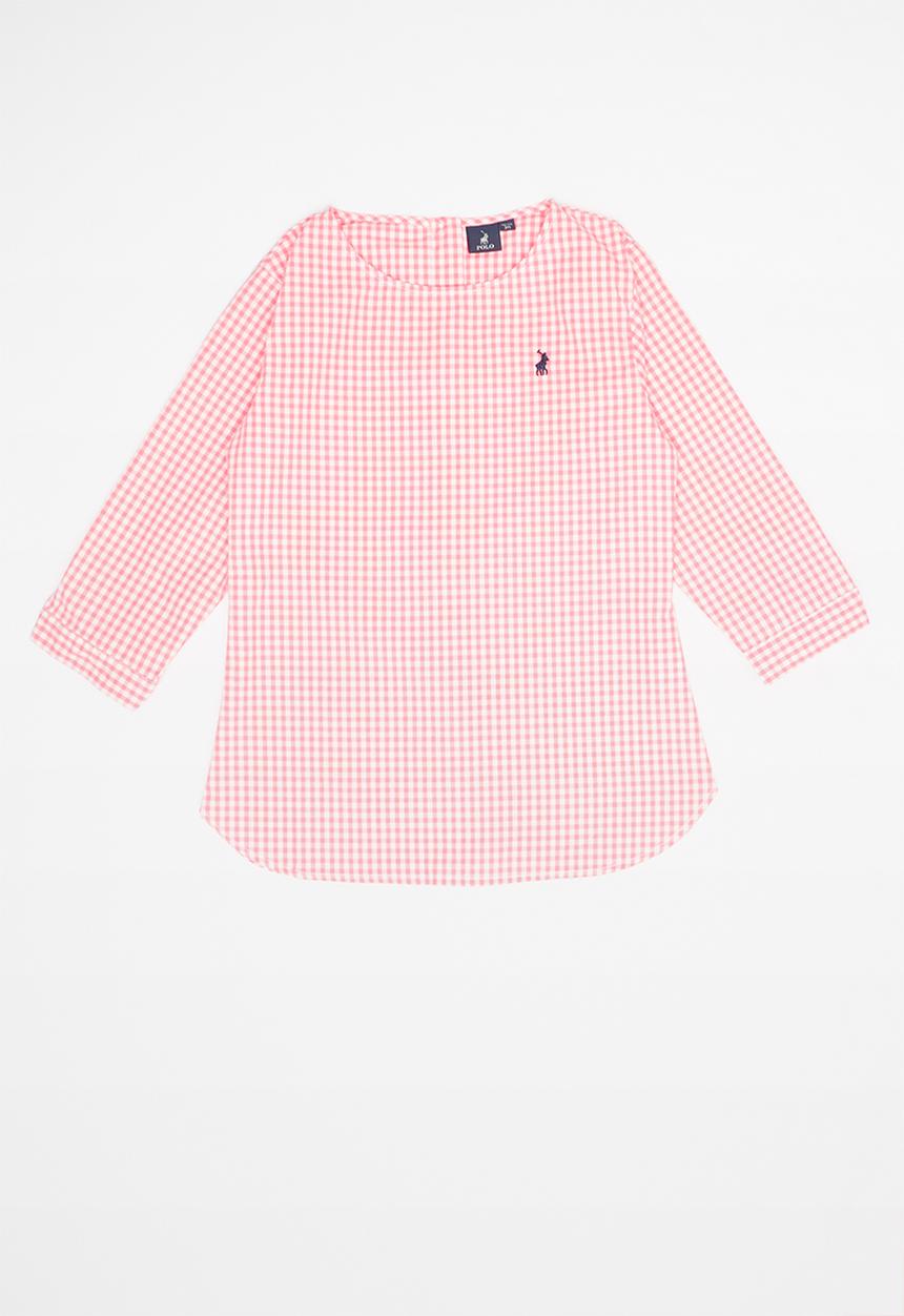 POLO - Claire checked blouse - pink & white 