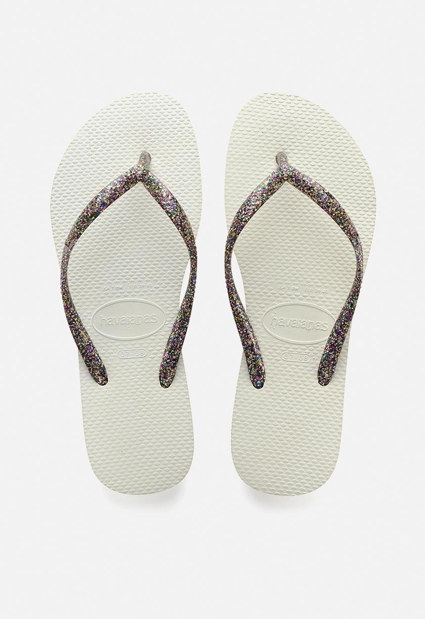 Havaianas - Slim logo metallic - white & silver