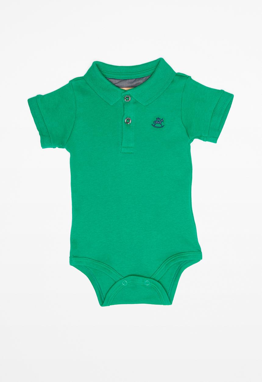 UP Baby - Soft jersey polo bodysuit - green