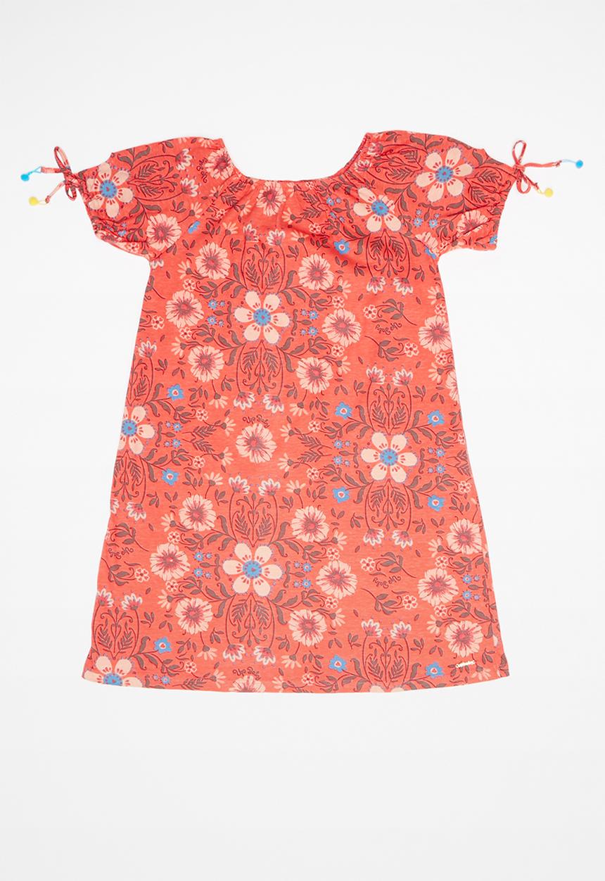 UP Baby - Single jersey dress - coral & blue 
