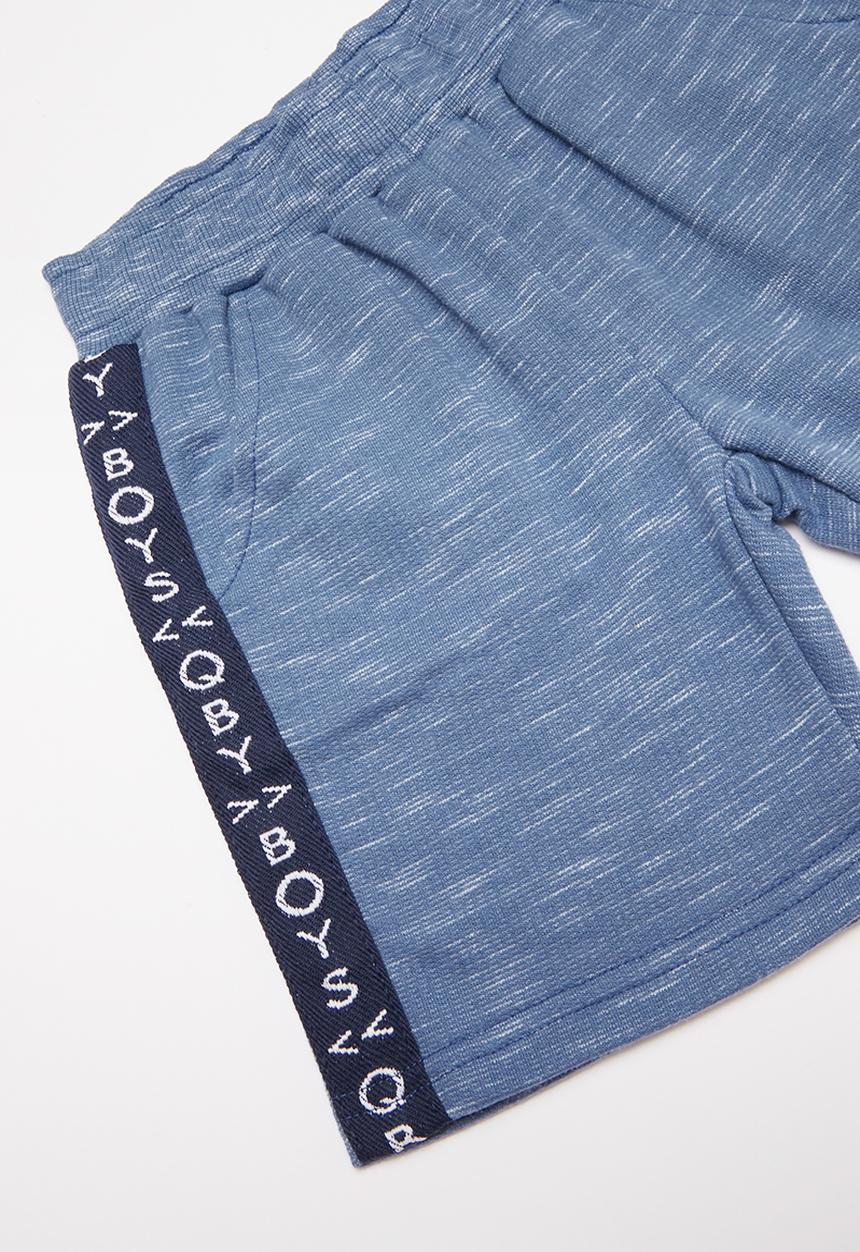 Quimby - Single jersey T-shirt and sweat bermuda set - blue