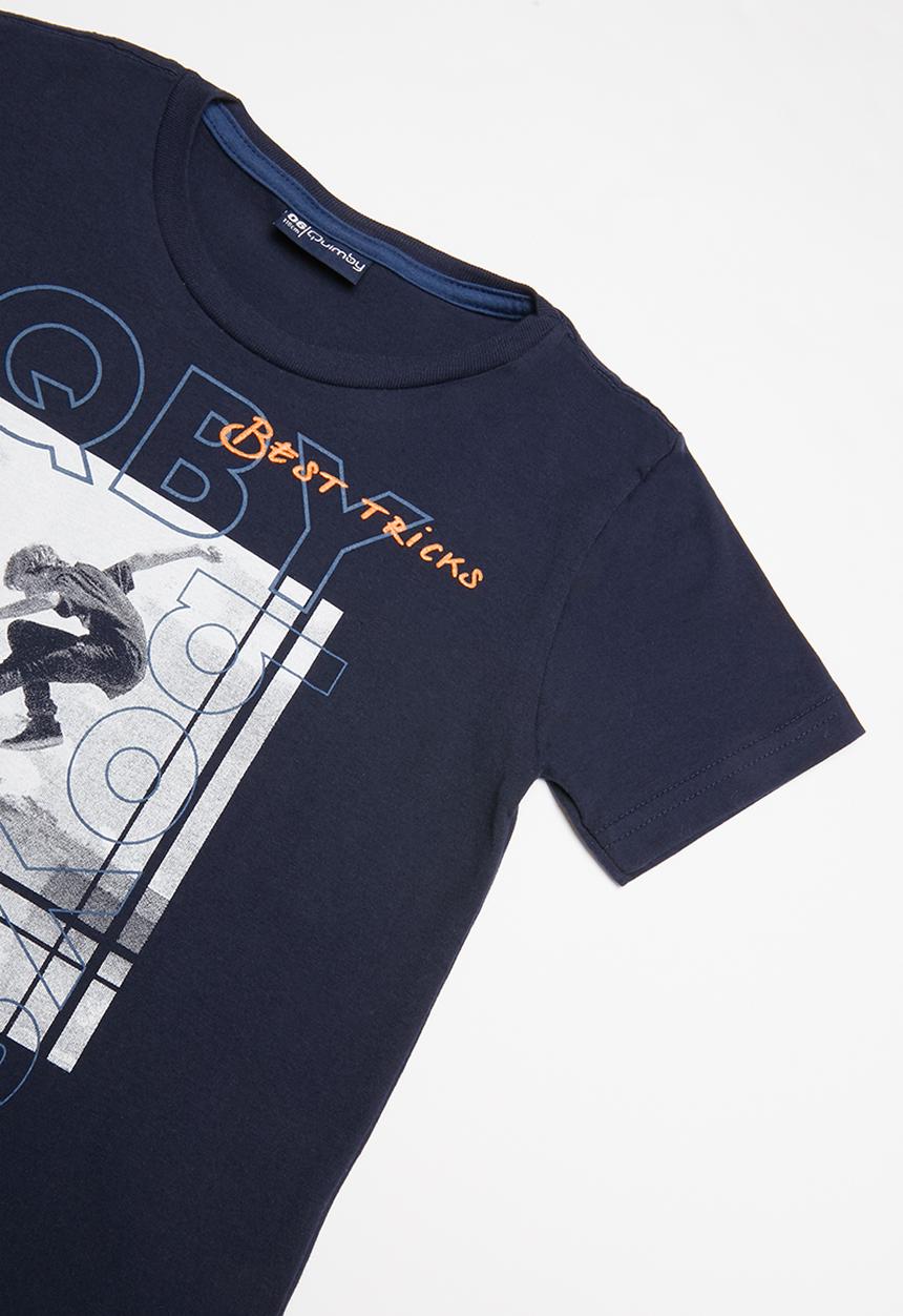 Quimby - Single jersey T-shirt and sweat bermuda set - blue