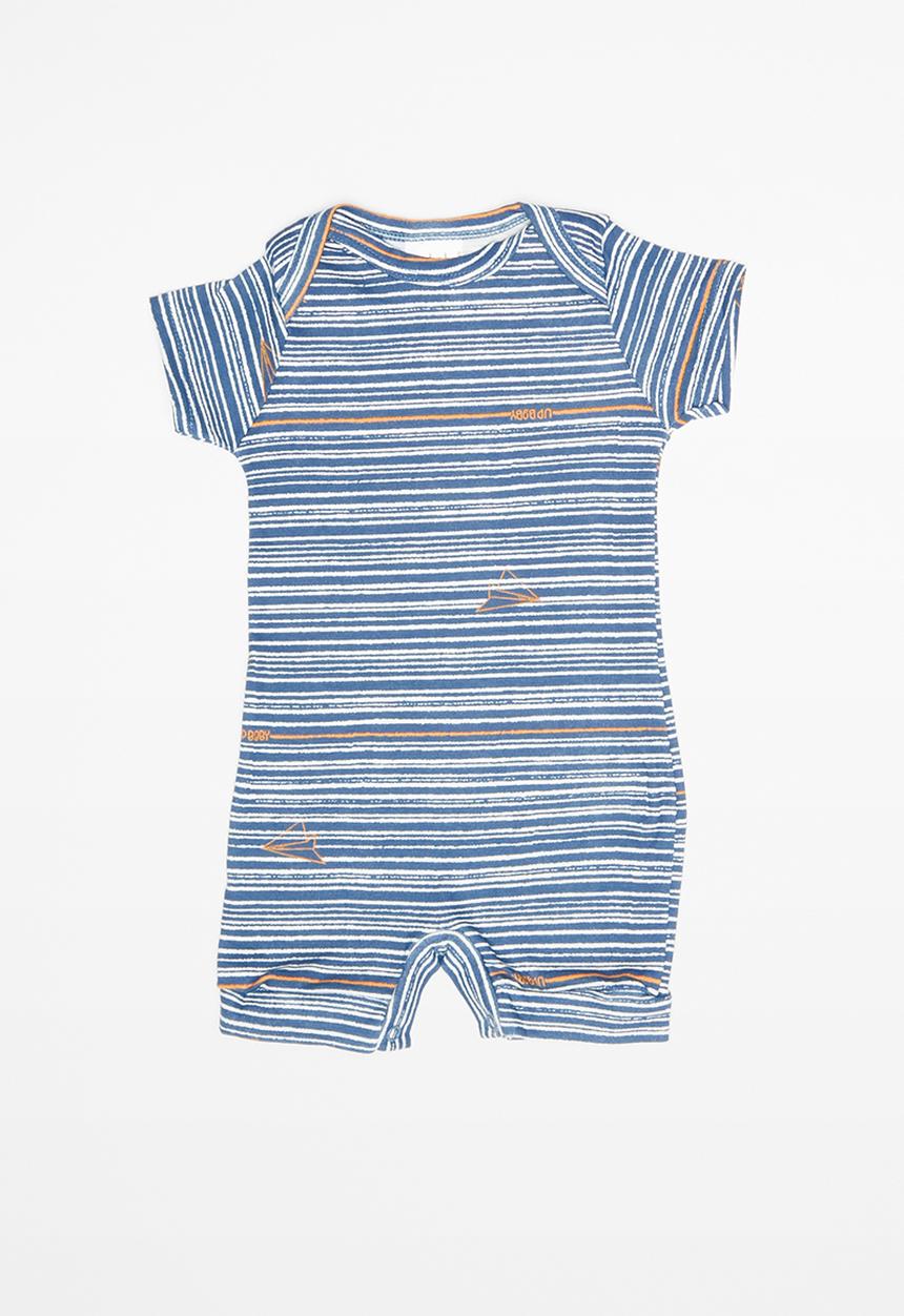 UP Baby - Soft jersey romper - blue & white