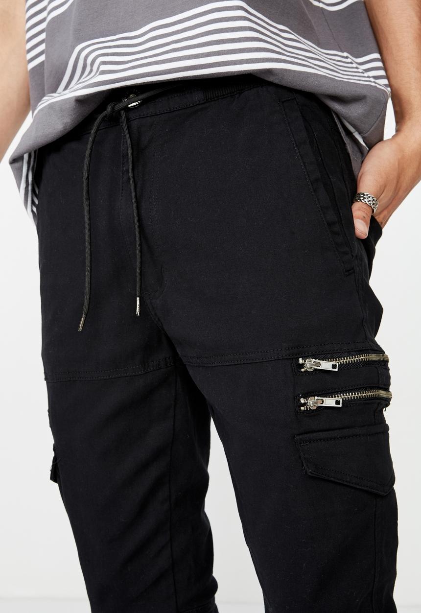 Factorie - Zipt utility pant - black