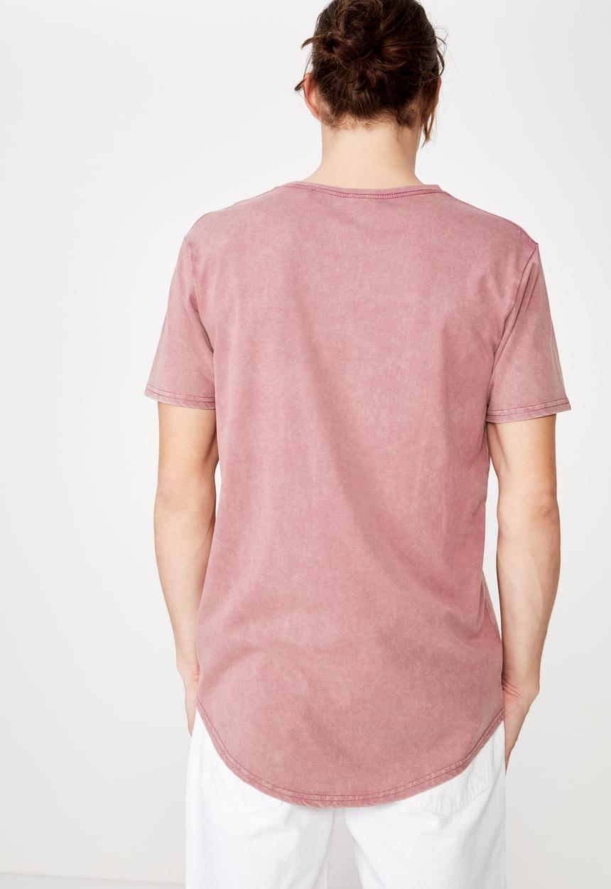 Factorie - Washed curved T-shirt - burgundy