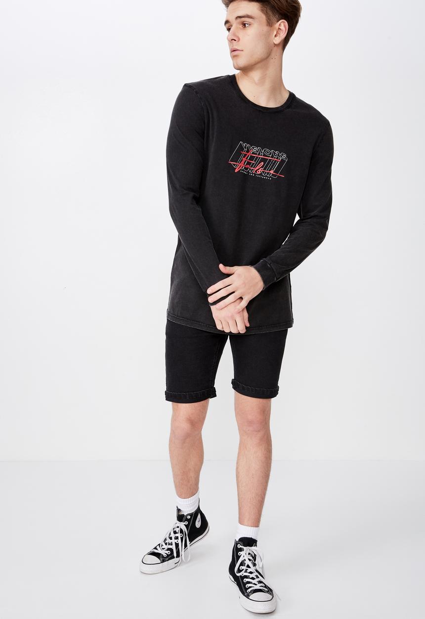 Factorie - Slim long sleeve graphic tee  - black 