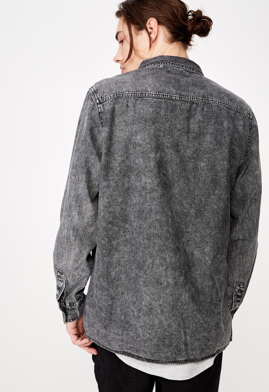 Factorie - Long sleeve denim shirt - black