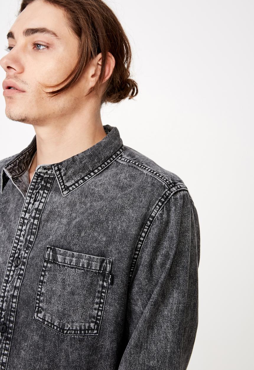 Factorie - Long sleeve denim shirt - black