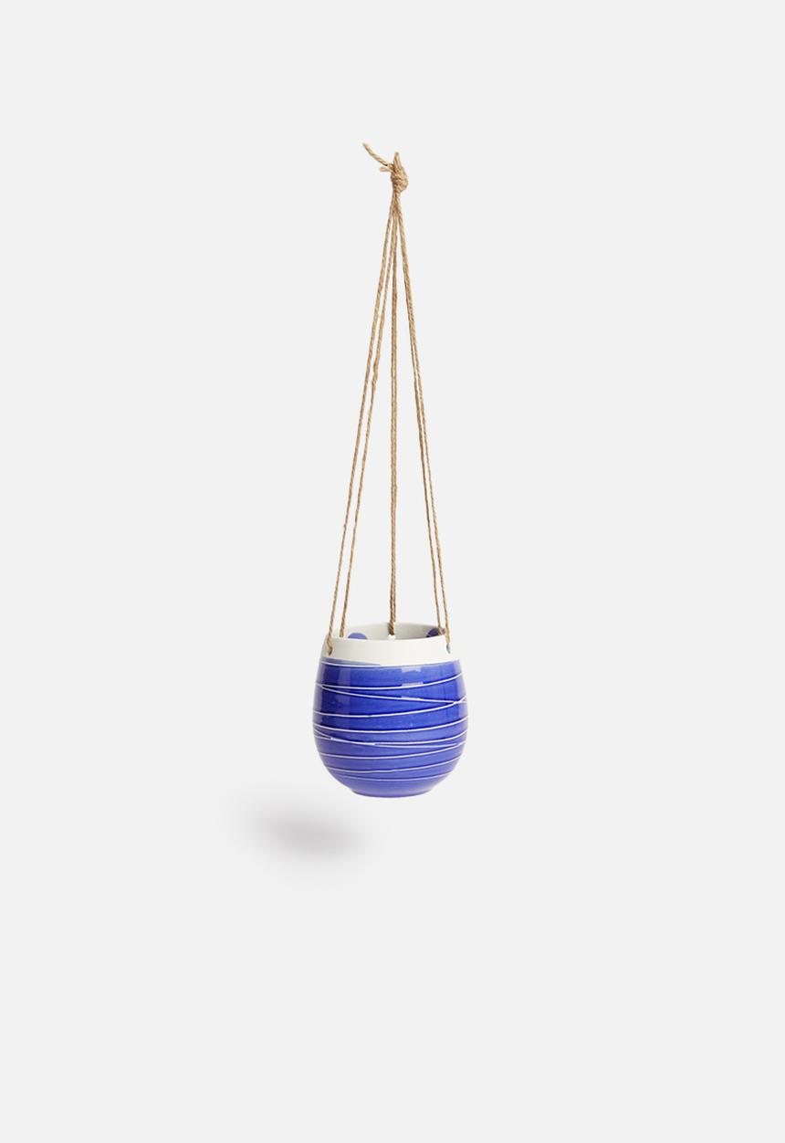 Urchin Art - Dip hanging succulent planter - blue & white