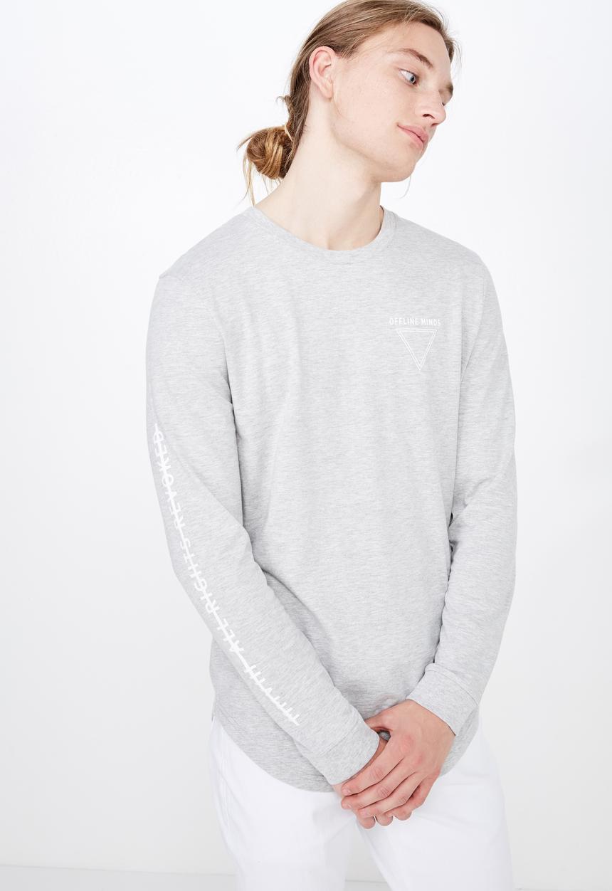Factorie - Curved graphic tee - grey