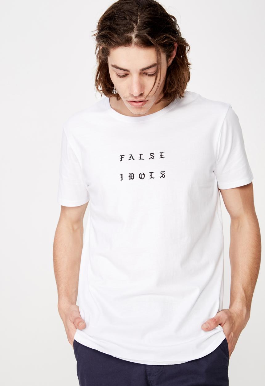 Factorie - Curved hem graphic tee - white 