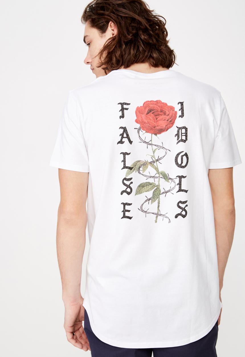 Factorie - Curved hem graphic tee - white 