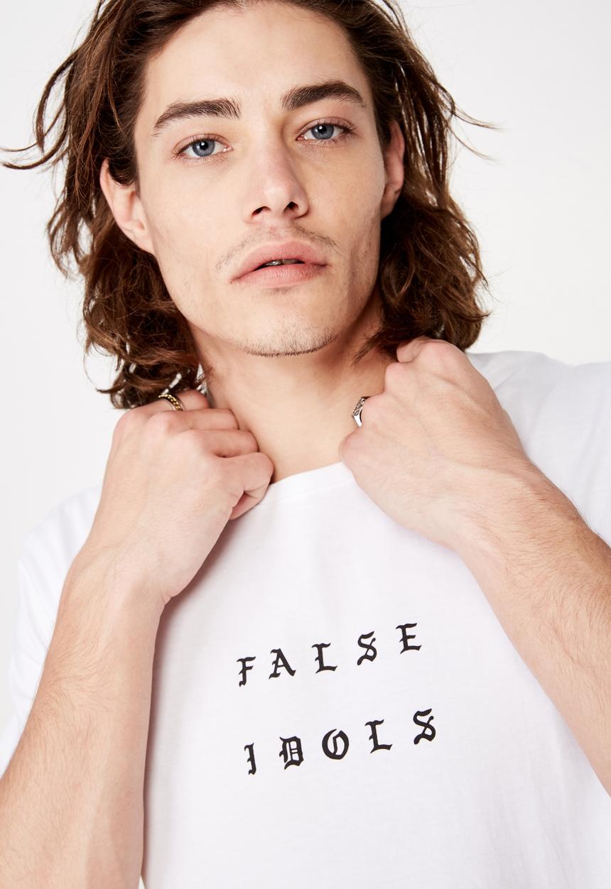 Factorie - Curved hem graphic tee - white 