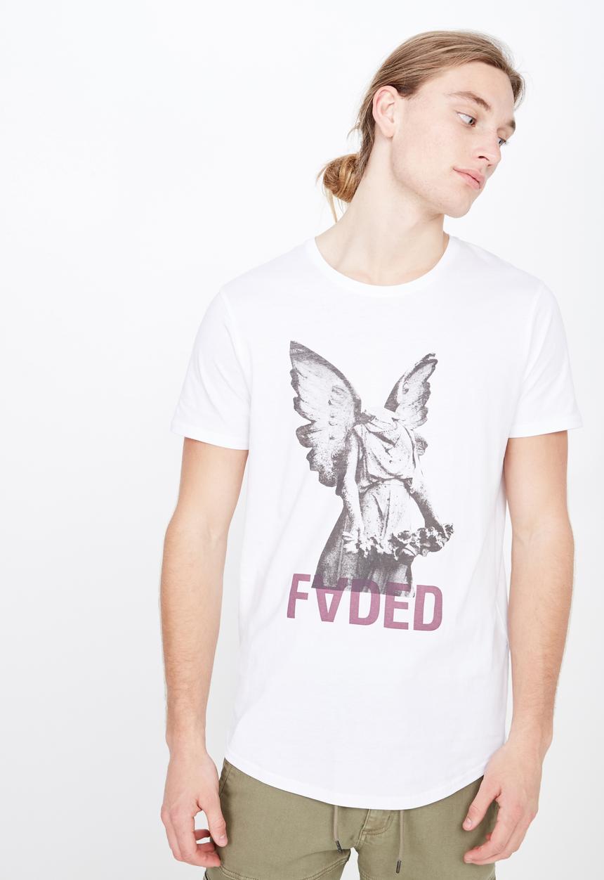 Factorie - Curved hem graphic tee - white 